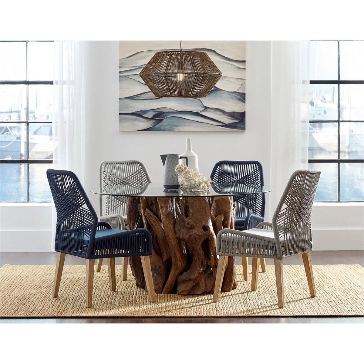 Round Wood & Glass Dining Table S640