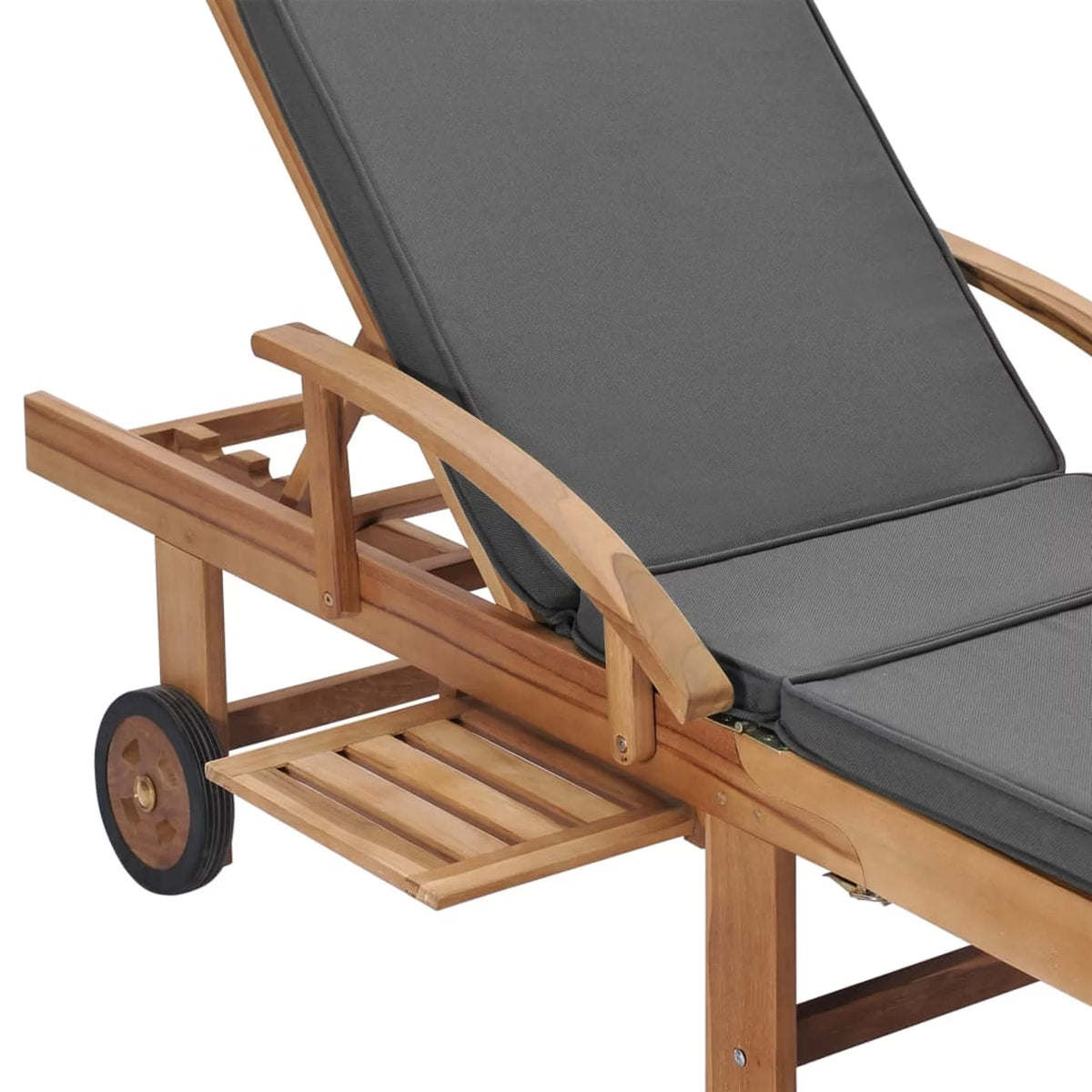 Adjustable Teak Wood Chaise Lounge Chair with Wheels M923642