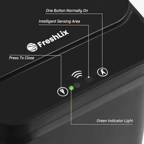2.6 Gallon Automatic Motion Sensor Black Trash Can E515