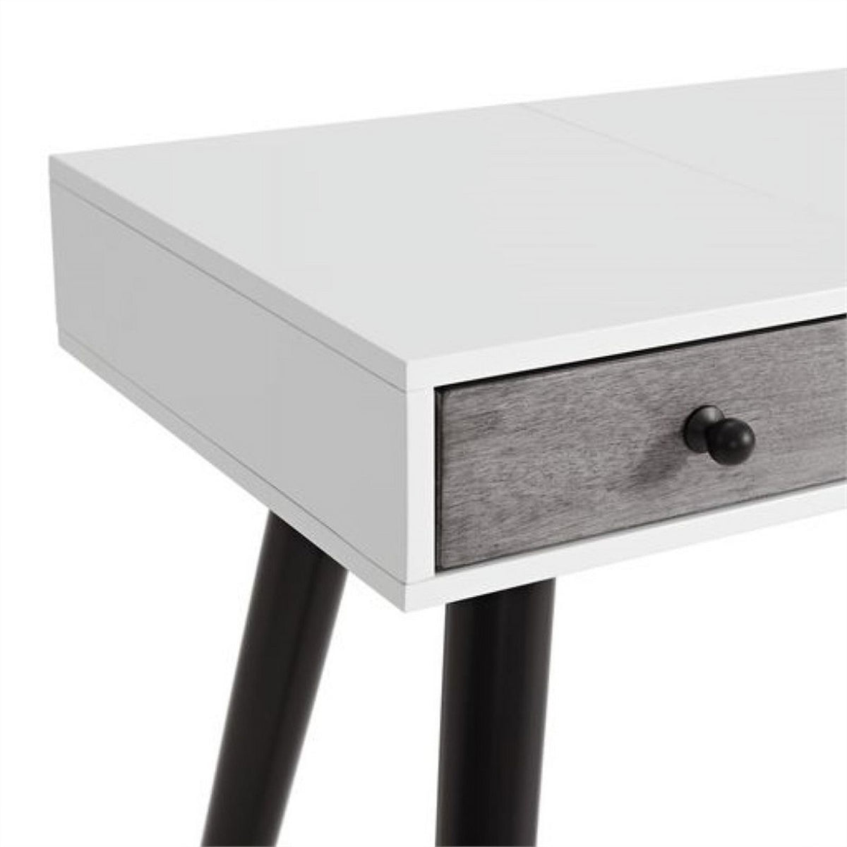 White/Gray/Black Vanity Desk with Mirror F11554