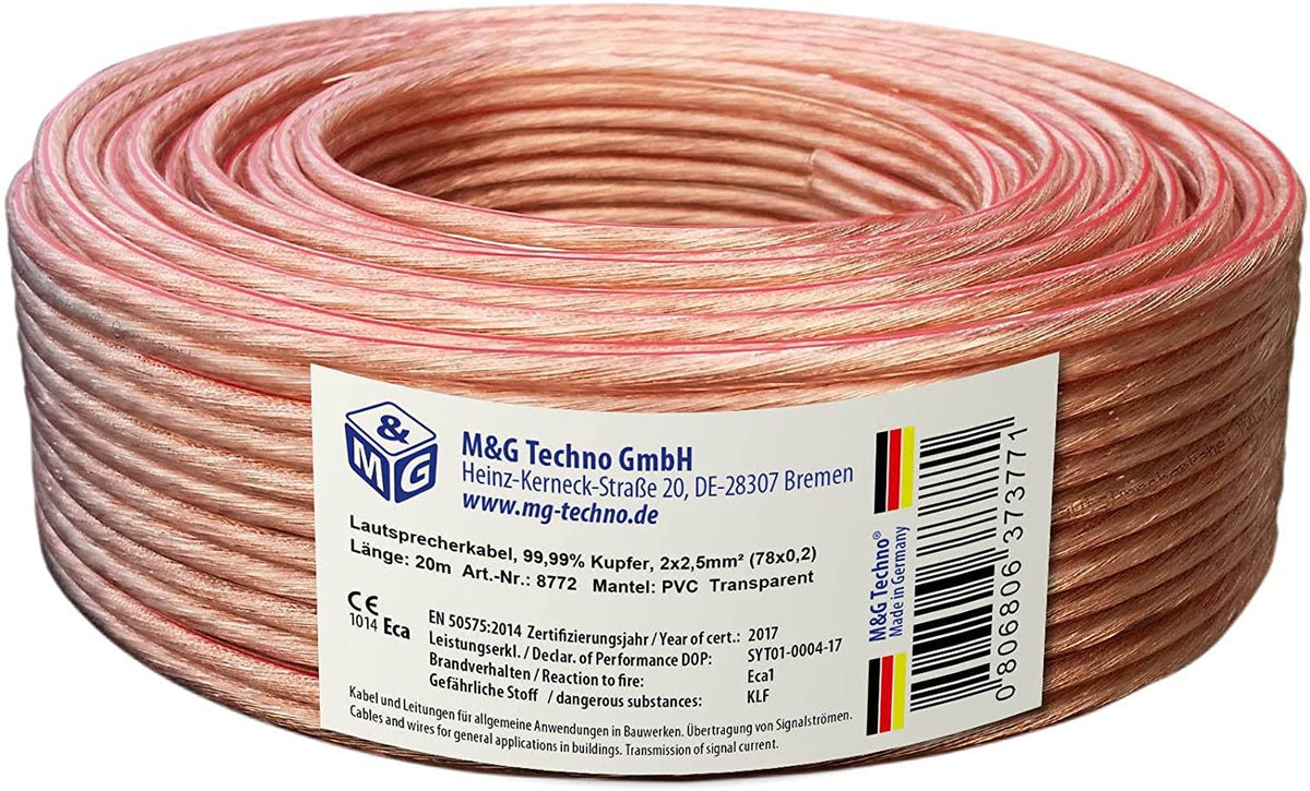Transparent 20 M Speaker Cable Z895007
