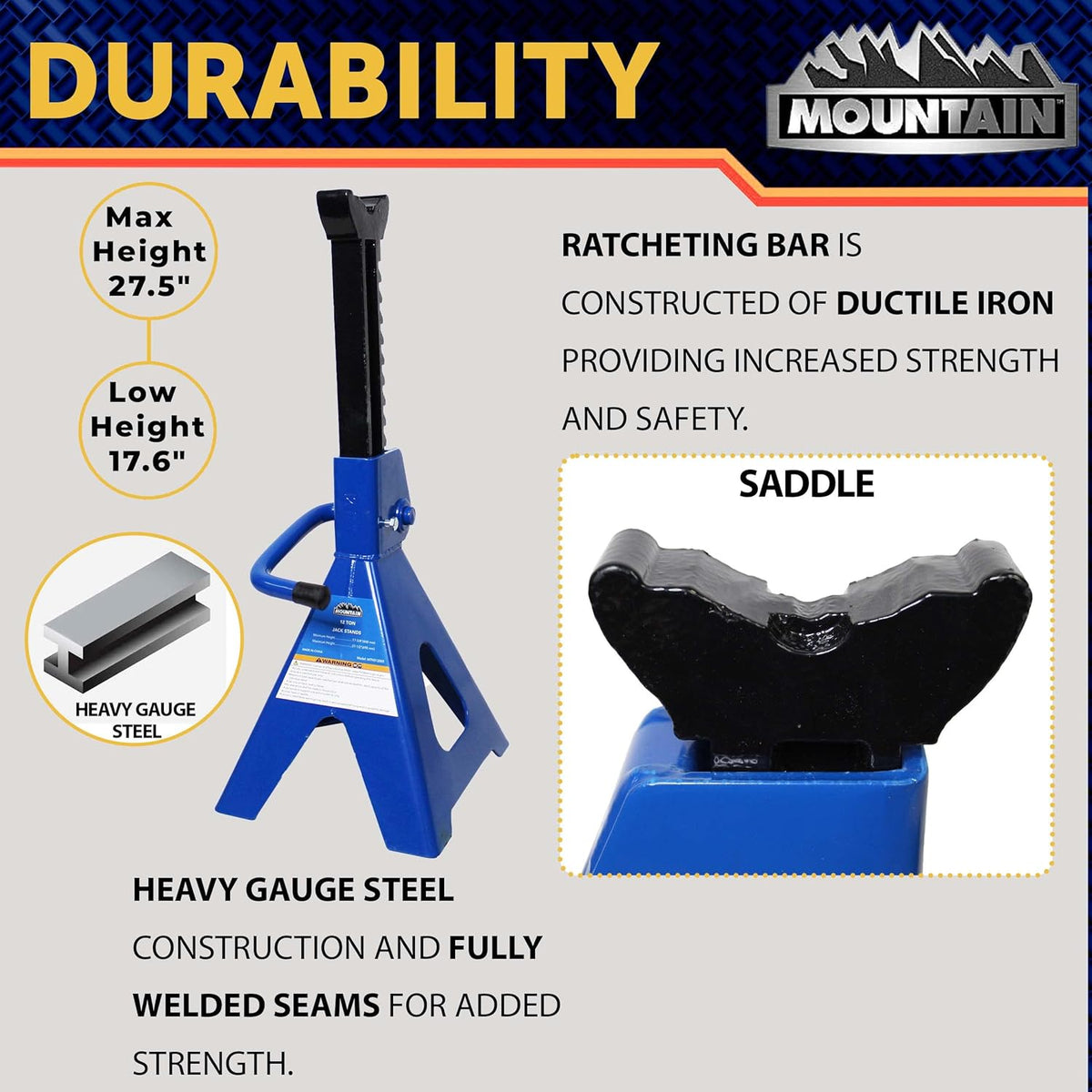 12 Ton Steel Jack Stands (Pair) J1940