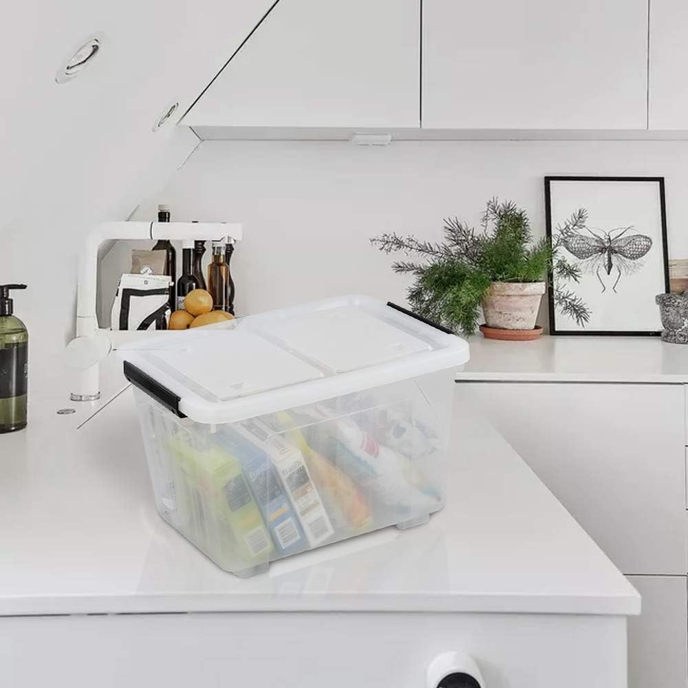 30 L Clear Plastic Storage Box with Wheels, 4-Pack P23981