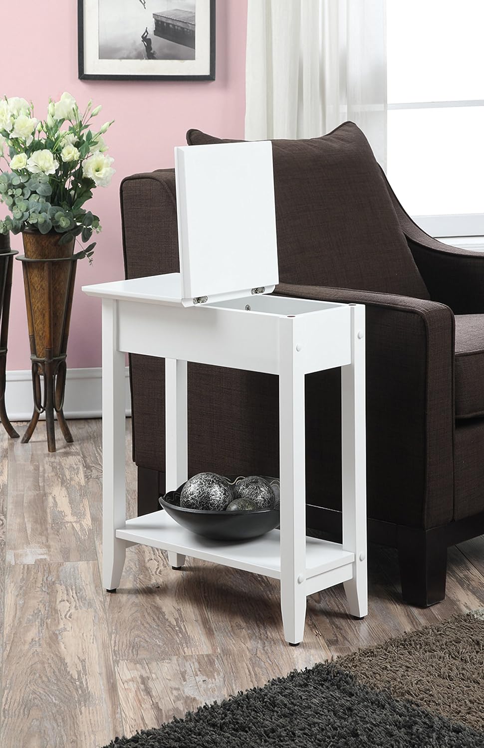 White Flip Top End Table R768
