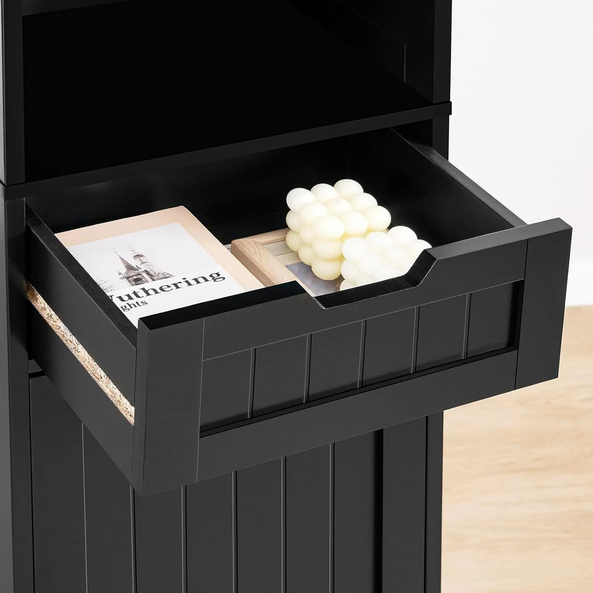 67.2" H Black Bathroom Storage Cabinet with 2 Doors & 1 Drawer T1408