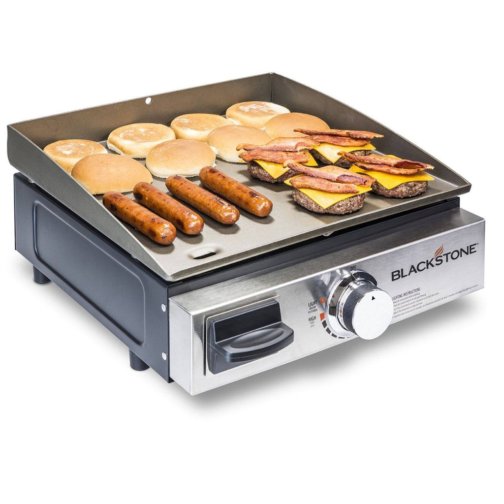 17 in. Table Top 1-Burner Portable Gas Griddle in Stainless Steel and Black K2166