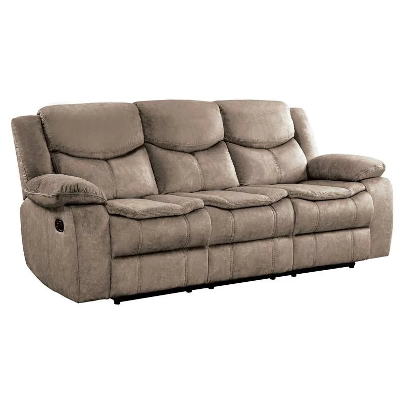 Brown Microfiber Double Reclining Sofa L39172