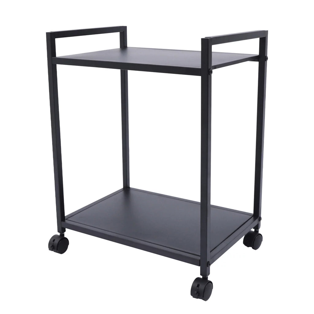 2Tier Computer Tower Stand with Lockable Wheels Black X729596