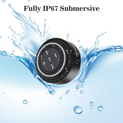 Bluetooth Shower Speaker with Suction Cup, IP67 Waterproof Speaker with LED Light Z564549