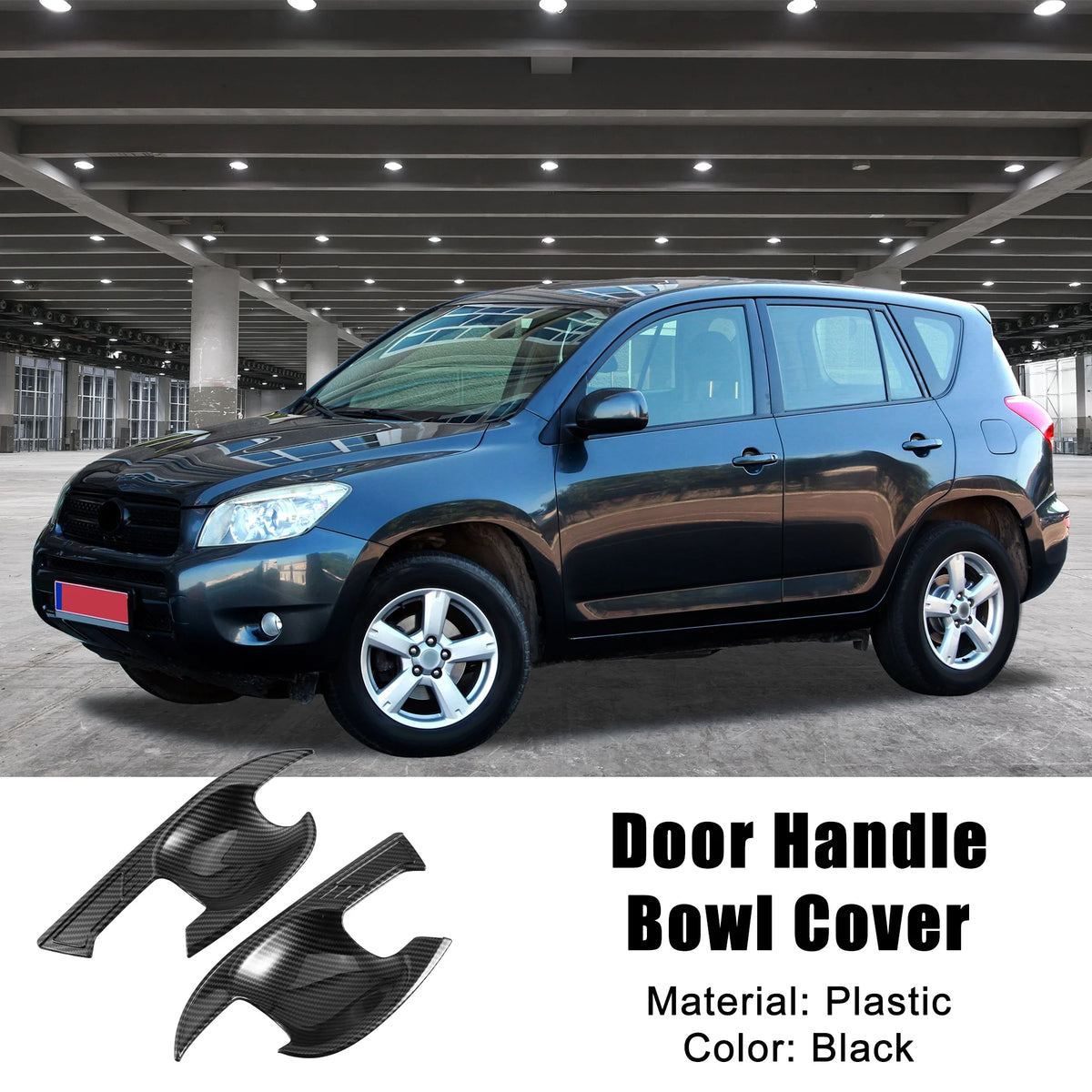4 Pcs Carbon Fiber Pattern Black Door Handle Bowl Cover Trim Protector P96311