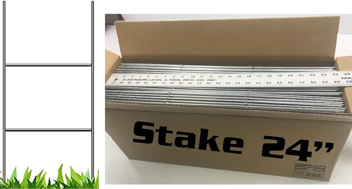 Wire Stake 10 x 24 Inch x 9 Gauge Galvanized Double H-Frame Sign Holder V209
