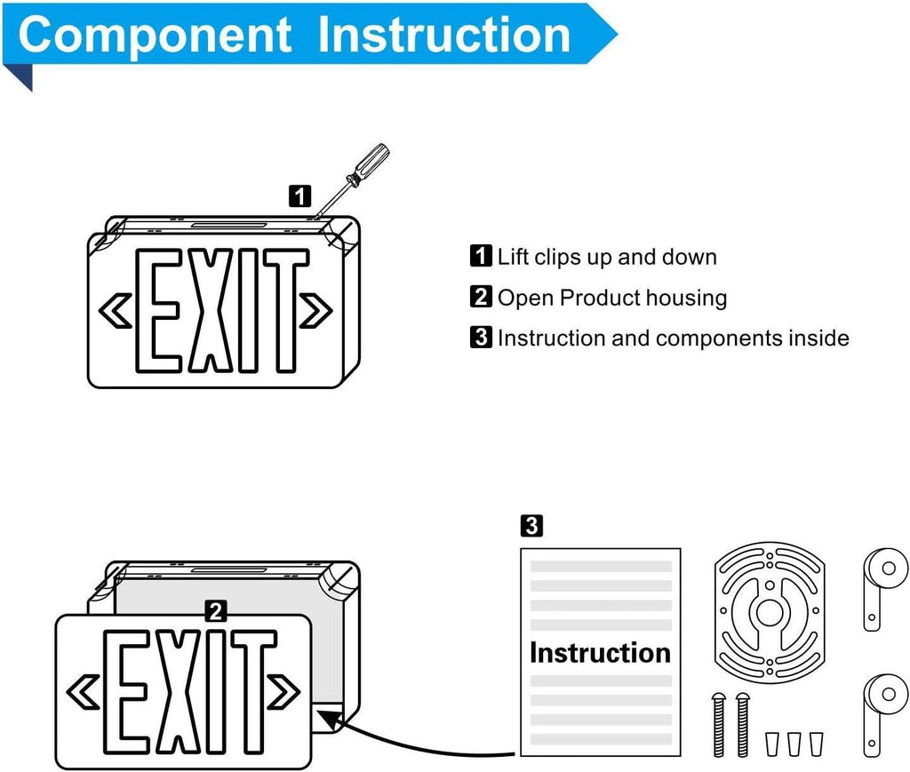 12 Pack LED Exit Sign with Emergency Lights, Double Face, Battery Backup K10246