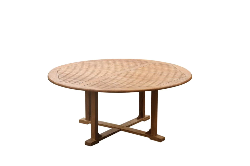 Grade-A Teak 7 Pc Dining Set 60" Round Table 6 Stacking Arm Chairs D5657
