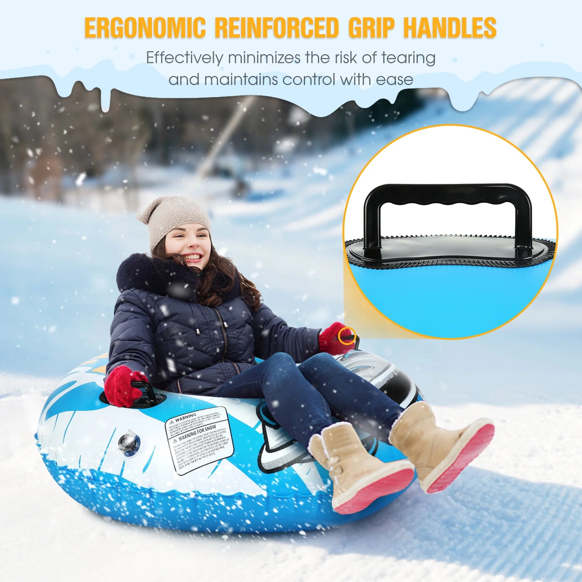 Snow Tube Inflatable PVC 47 Inch Snow Sled U79623