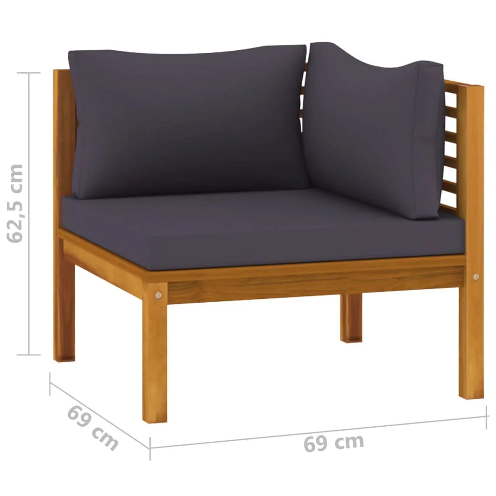 Dark Gray Cushions Solid Acacia Wood Corner Sofas W679525