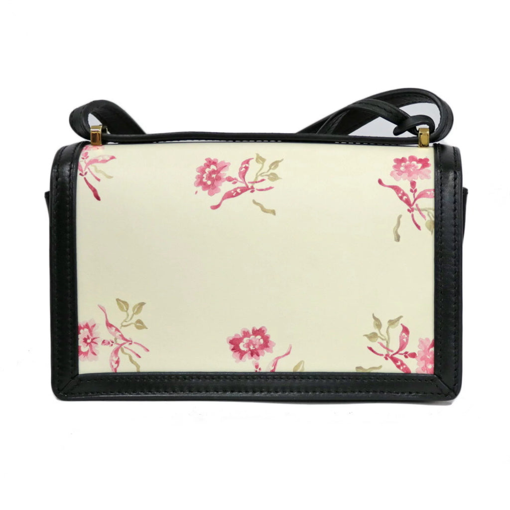 Pre-Owned White Flower Pattern Shoulder Bag K525