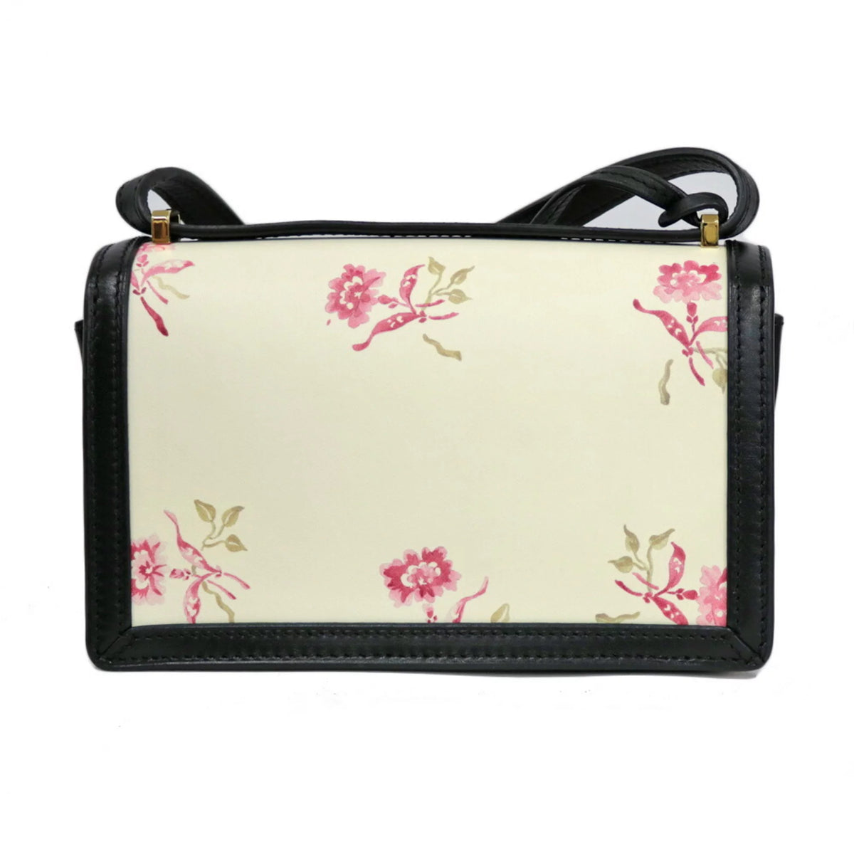 Pre-Owned White Flower Pattern Shoulder Bag K525