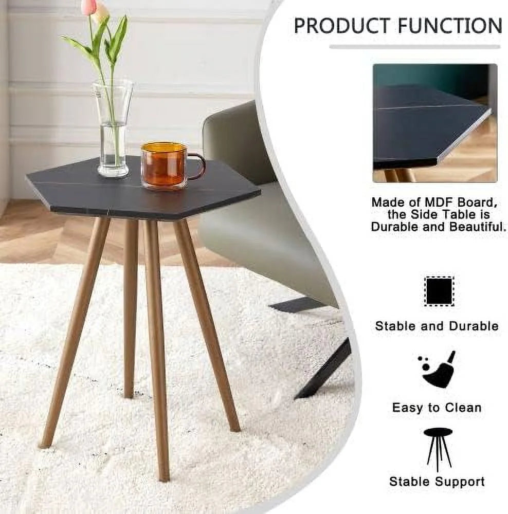 Faux Marble End & Side Table with Dark Metal Legs G21838