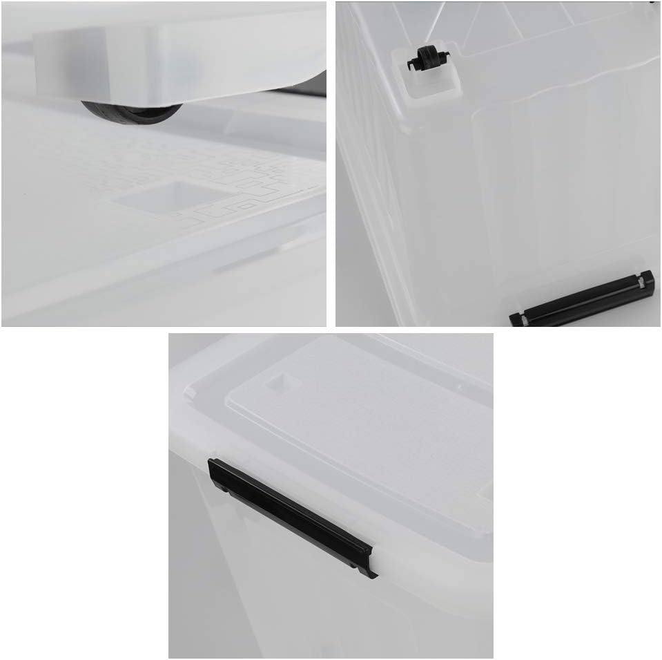 30 L Clear Plastic Storage Box with Wheels, 4-Pack P23981