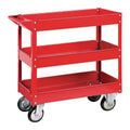 30 in. x 16 in. 3-Shelf Steel Service Cart, Red Y361