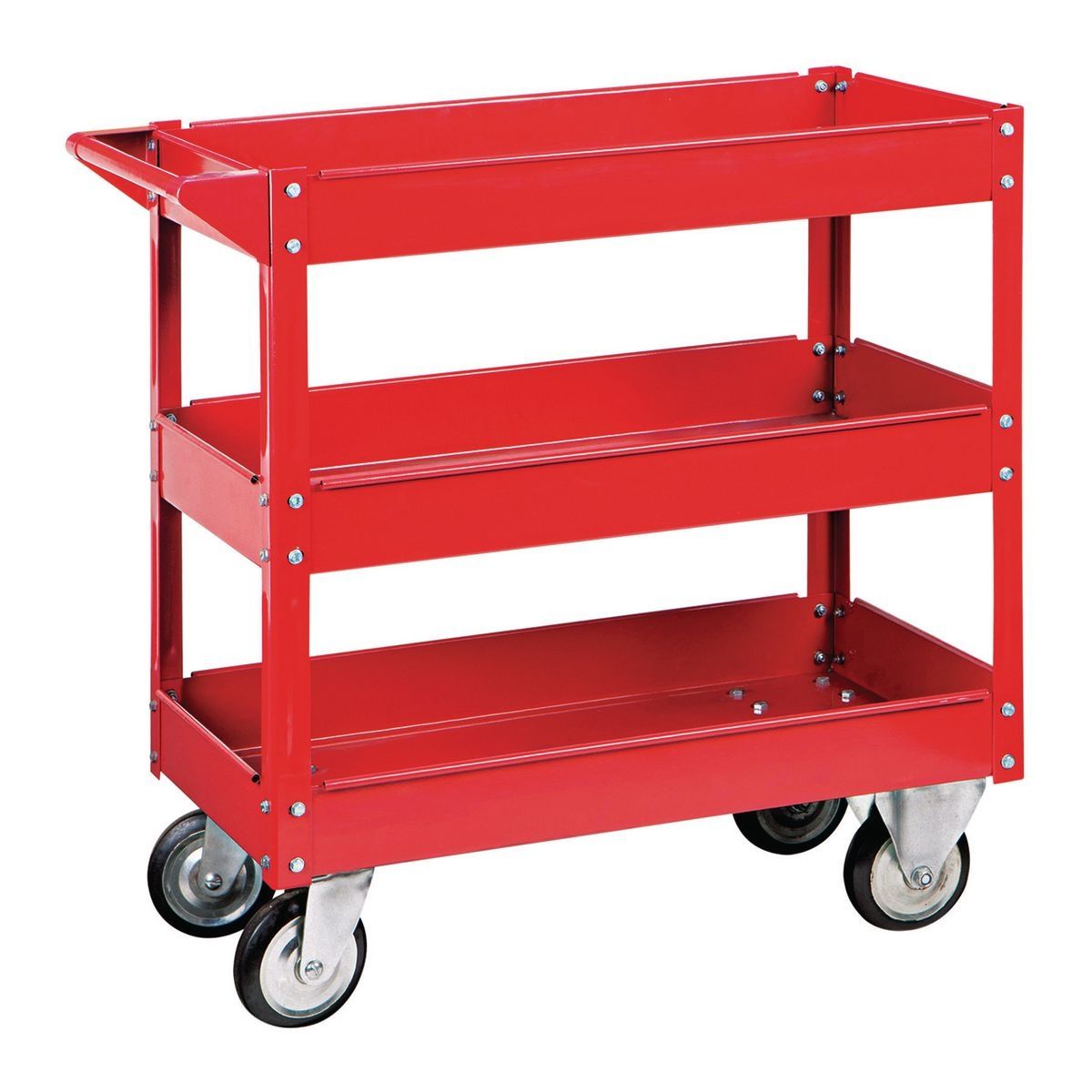 30 in. x 16 in. 3-Shelf Steel Service Cart, Red Y361