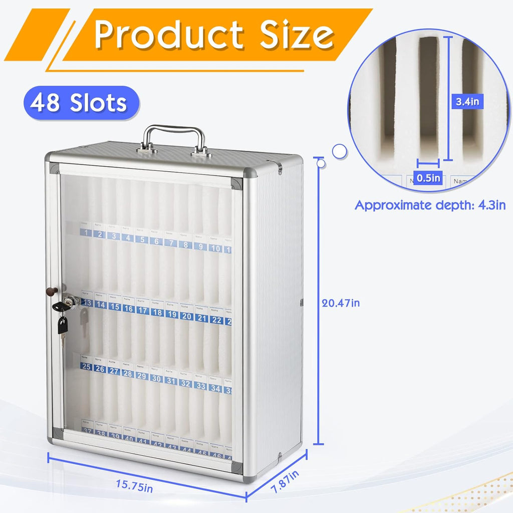 36 Slots Aluminum Alloy Pocket Chart Storage Cabinet with Locked R156
