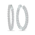 14K White Gold Diamond Hoop Earrings Z682265