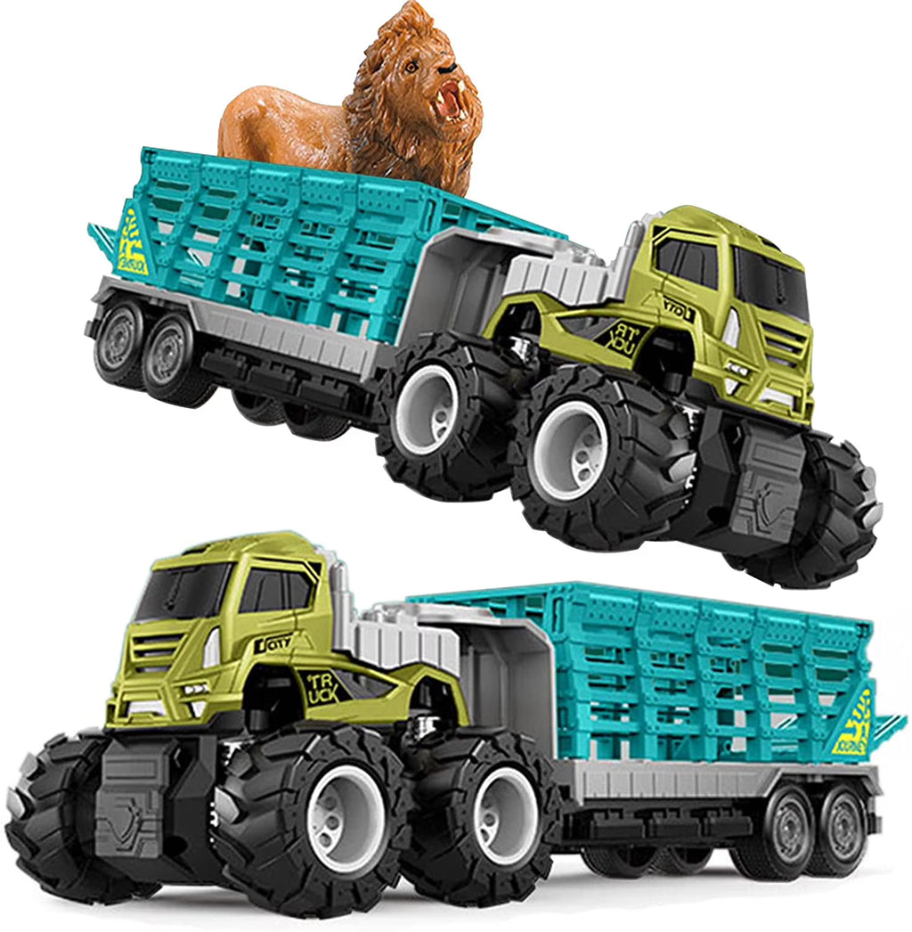 Friction Powered Toy Cars Animal Transporter with Lion Figurine E669