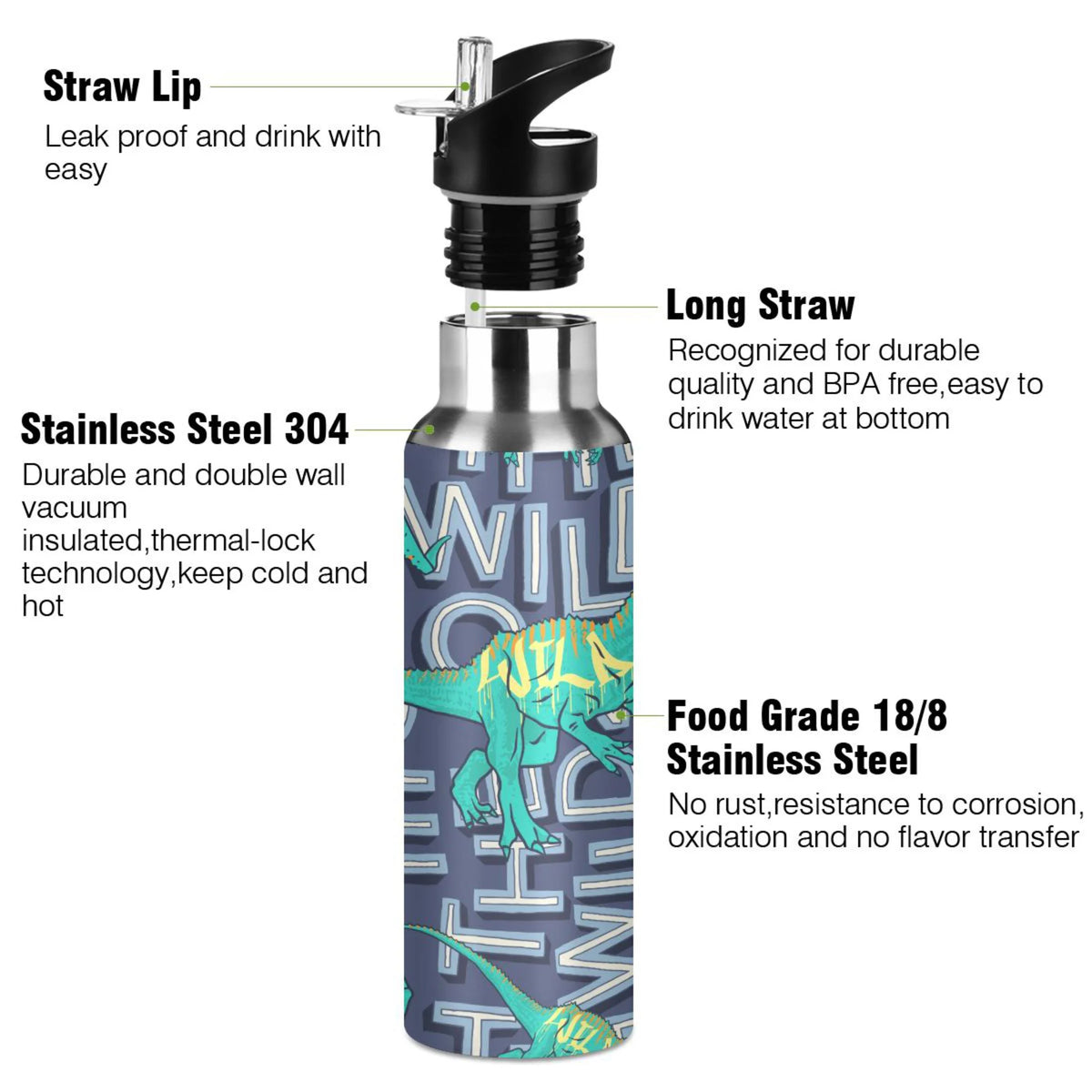 Stainless Steel Insulated Water Bottle with Straw Lid X964