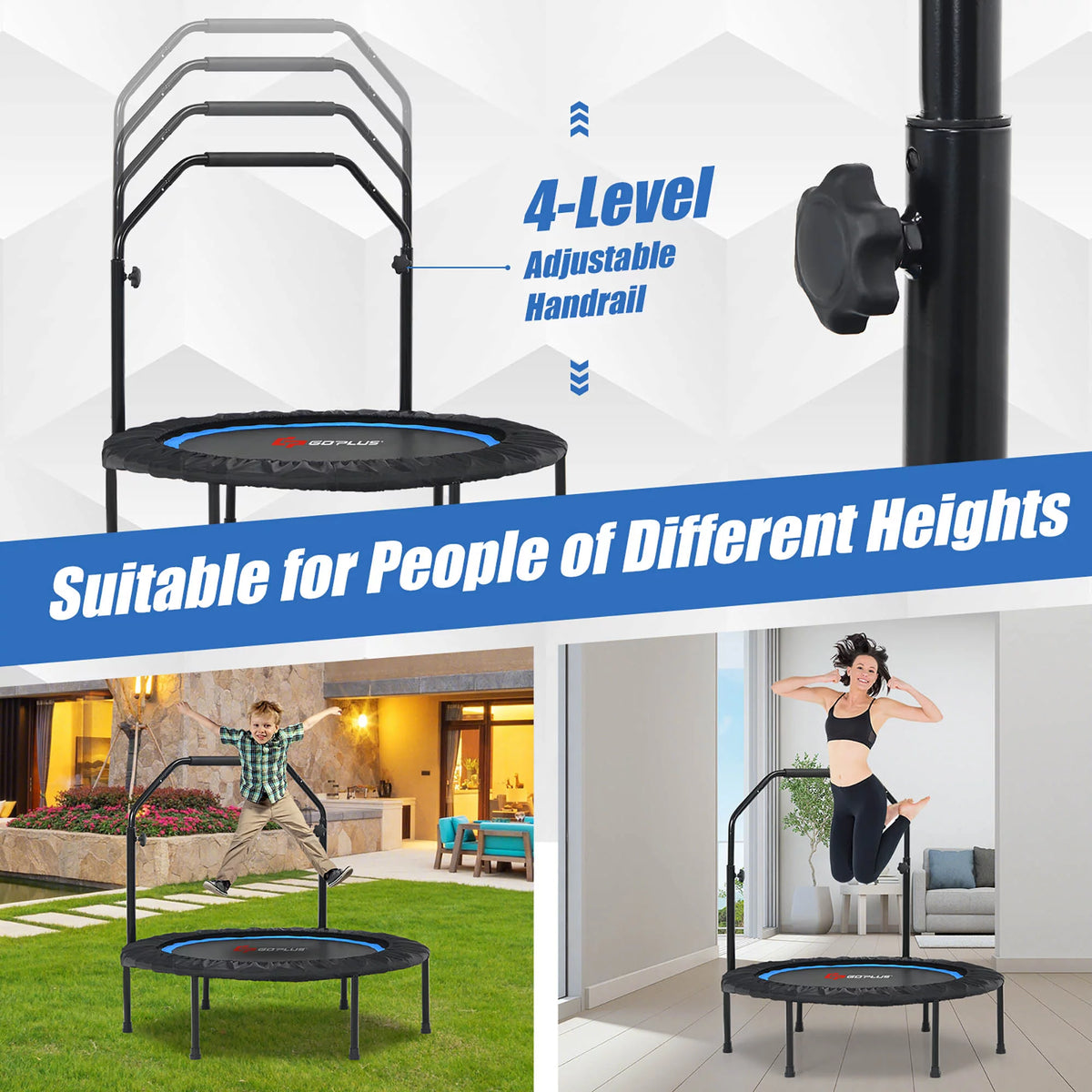 40'' Foldable Trampoline Rebounder with Resistance Bands J769