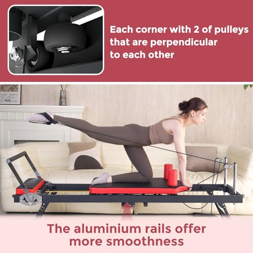 Foldable Pilates Reformer with Resistance Springs and Cords S675394