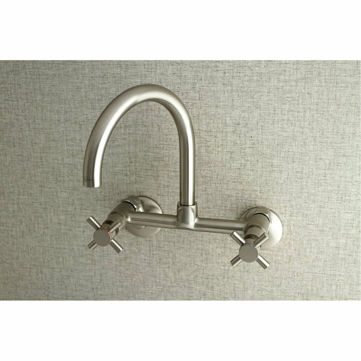 Brushed Nickel Adjustable Center Wall Mount Kitchen Faucet H21465