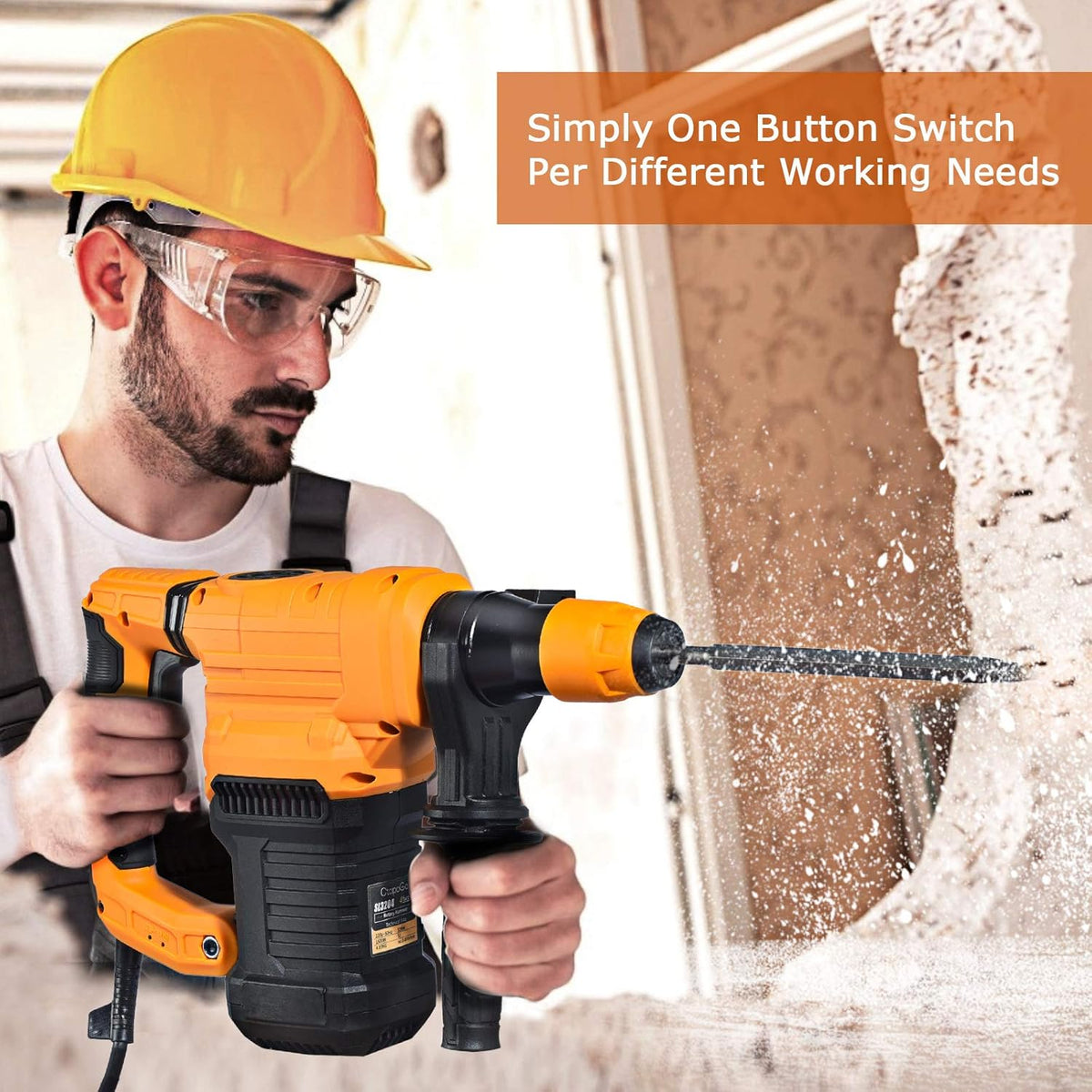 1-1/4 Inch SDS-Plus Heavy Duty Rotary Hammer Drill with Carrying Case J61790