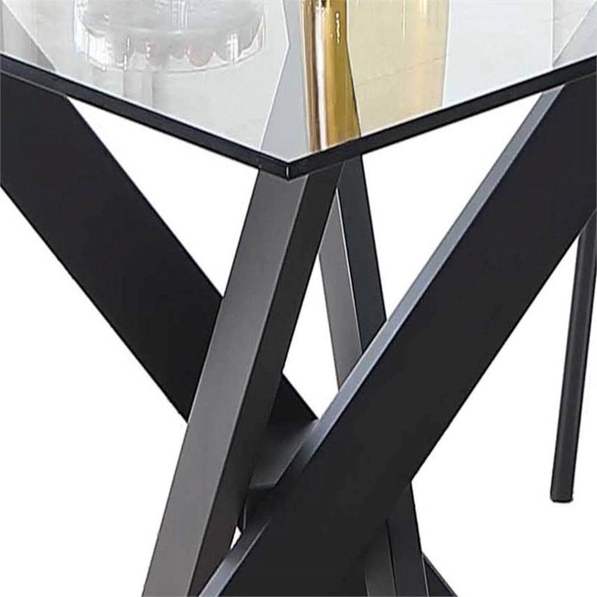 48" Round Steel and Glass Dining Table G372
