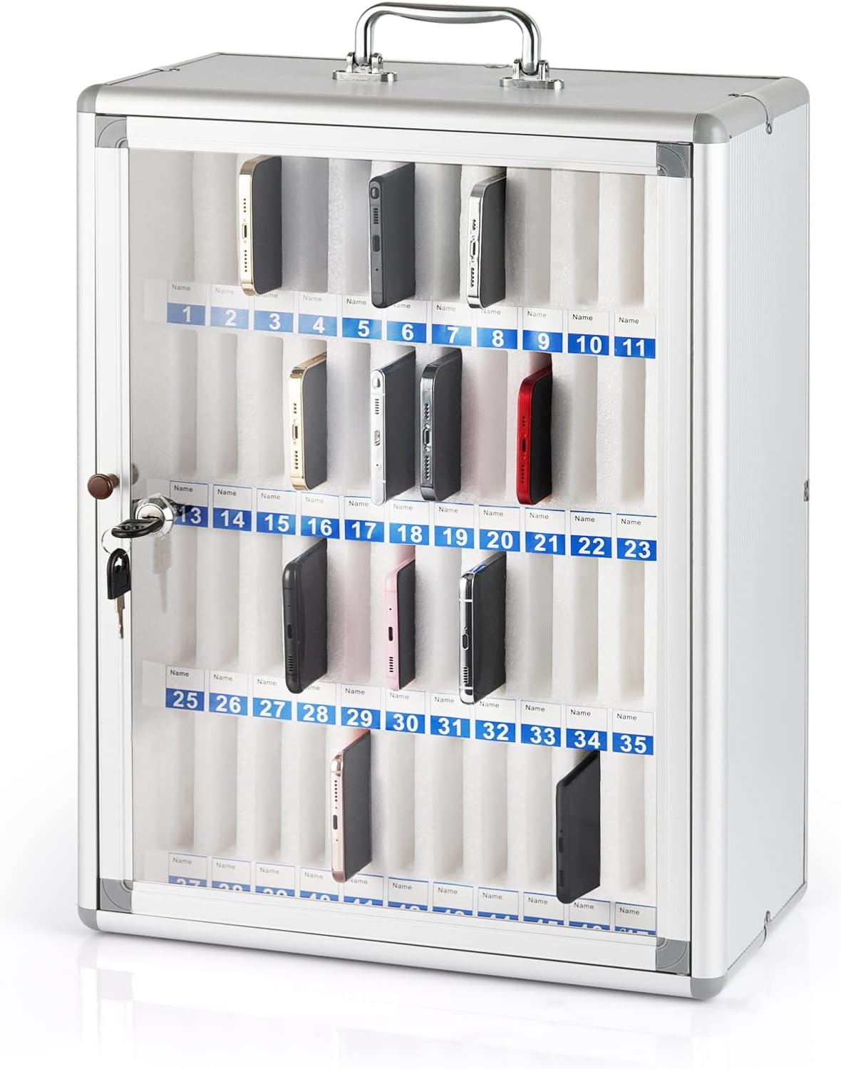 36 Slots Aluminum Alloy Pocket Chart Storage Cabinet with Locked R156