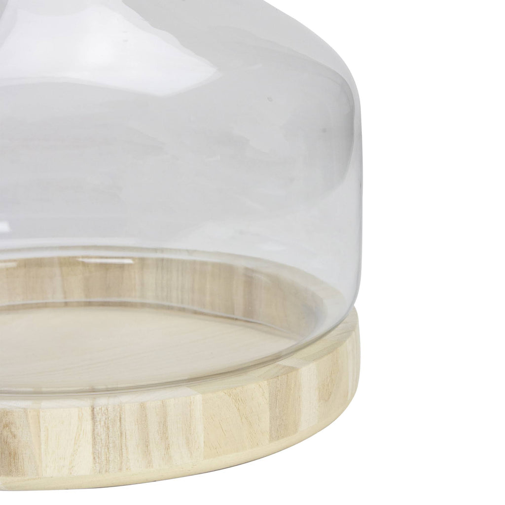 12.5x22 Transparent Glass Hurricane with Wooden Lid and Base D83453