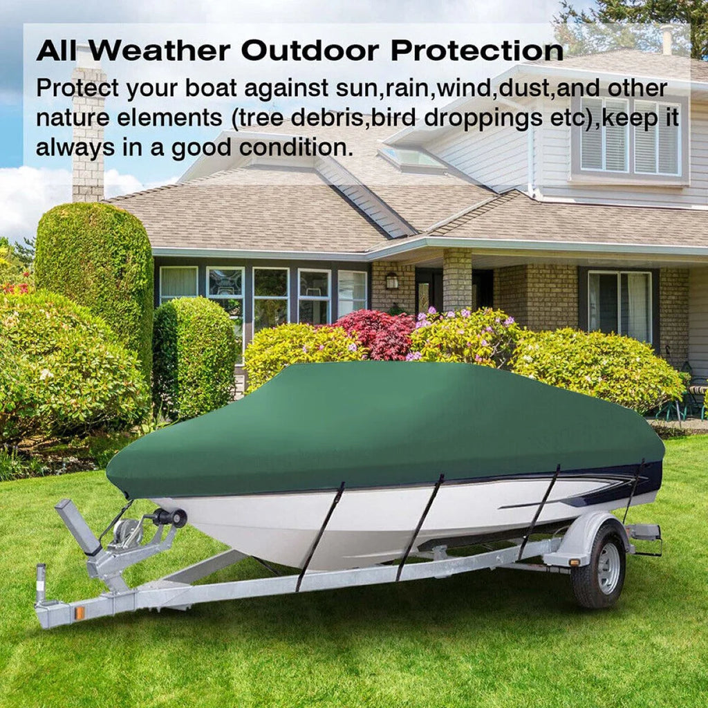 Green Waterproof Heavy Duty Boat Cover 11ft-13ft L451917