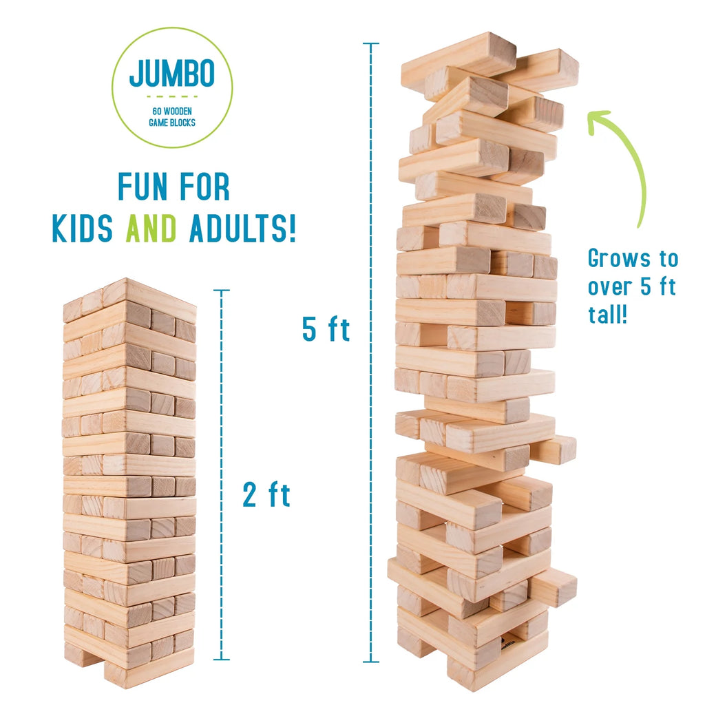60 Jumbo Wooden Blocks Tumbling Timber Toy with Storage Crate P3650