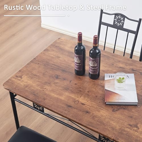 Matte Black Kitchen Dining Table and Chairs Set for 4 O47814