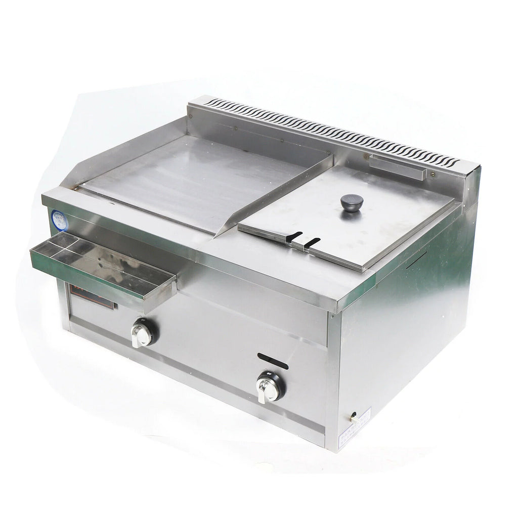 Commercial Gas Griddle Flat Top Grill Deep Fryer Combo L827