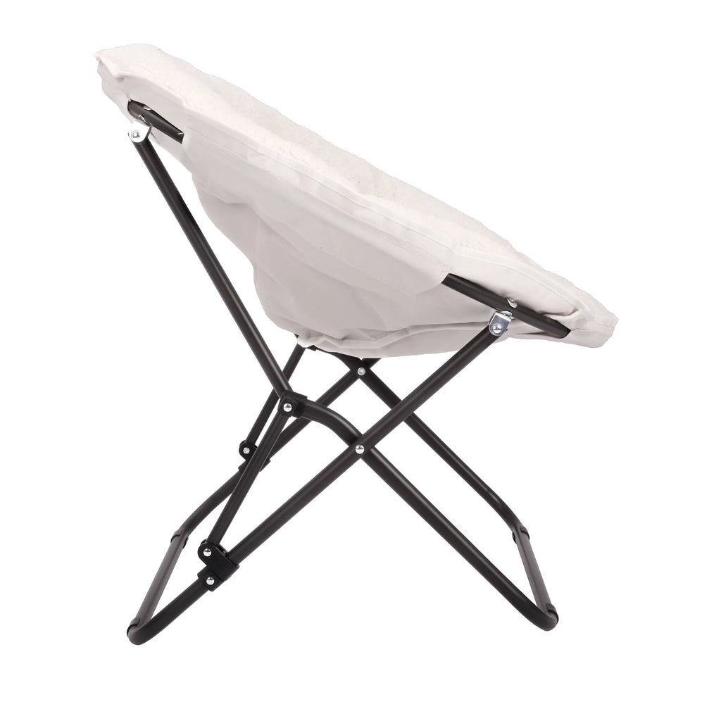 White Faux Shearling Saucer Chair O307
