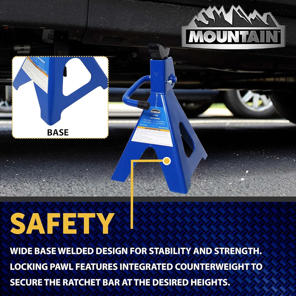 12 Ton Steel Jack Stands (Pair) J1940