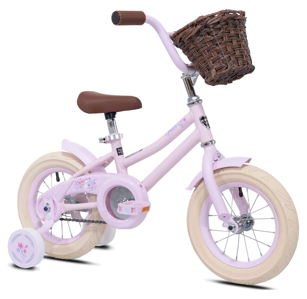 12 in. Pink Child Bicycle with Front Basket I18907