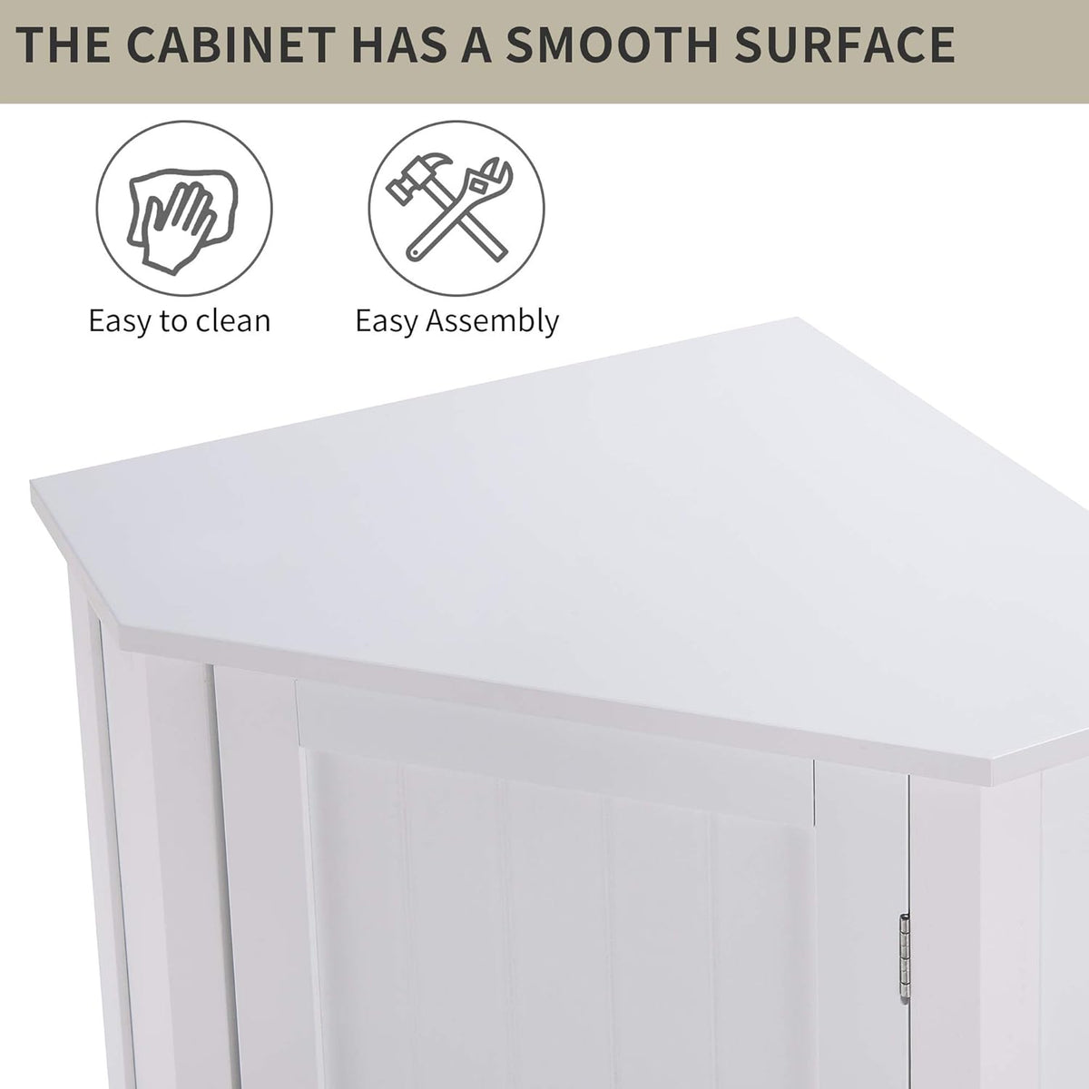 White Corner Cabinet Bathroom Floor Storage with Adjustable Shelves F38414