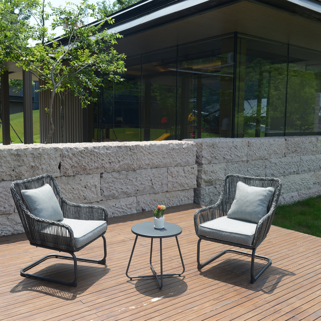 3 Pcs Outdoor Hand-Woven Wicker Spring Sofa Chair Patio Conversation Set N85308