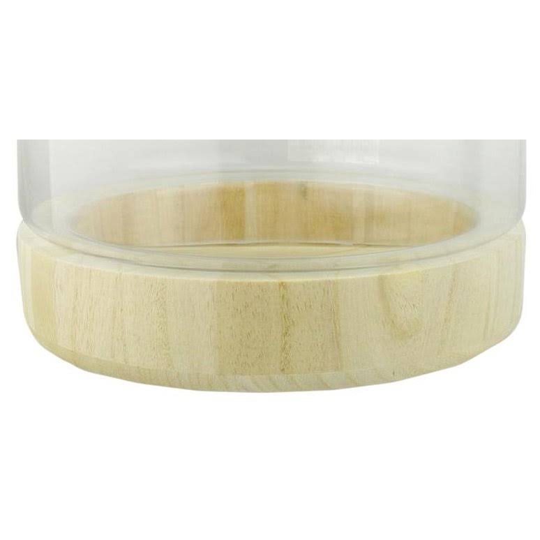 12.5x22 Transparent Glass Hurricane with Wooden Lid and Base D83453