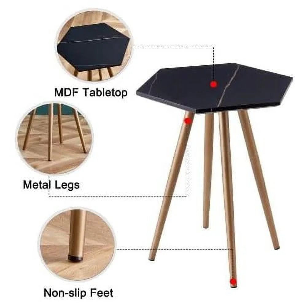 Faux Marble End & Side Table with Dark Metal Legs G21838