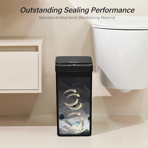 2.6 Gallon Automatic Motion Sensor Black Trash Can E515