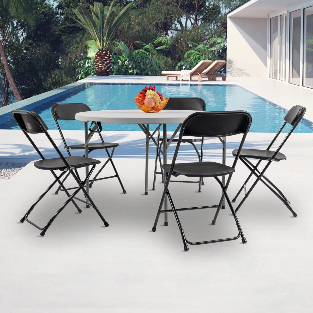 48" Round White Plastic Folding Table J836