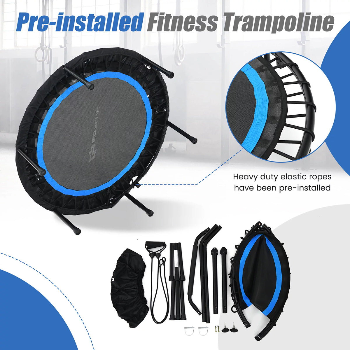 40'' Foldable Trampoline Rebounder with Resistance Bands J769